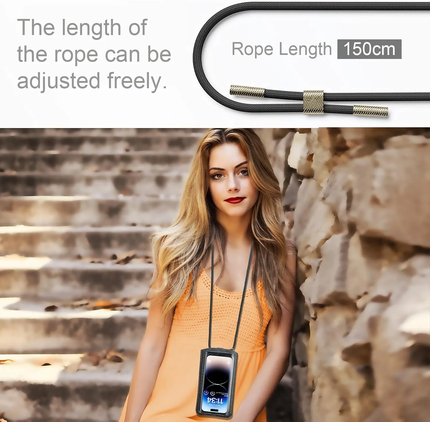 Small Crossbody Bag Cell Phone Purse for Women Men Leather Mini Shoulder Bag Wallet Case with Card Holder Slot Necklace Lanyard for All Smartphones iPhone Samsung Google Moto up to 7.3" Black