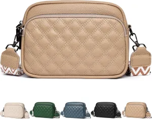 Small Crossbody Bag for Women Genuine leather Crossbody Purses with Wide Guitar Strap Shoulder Handbag Satchel