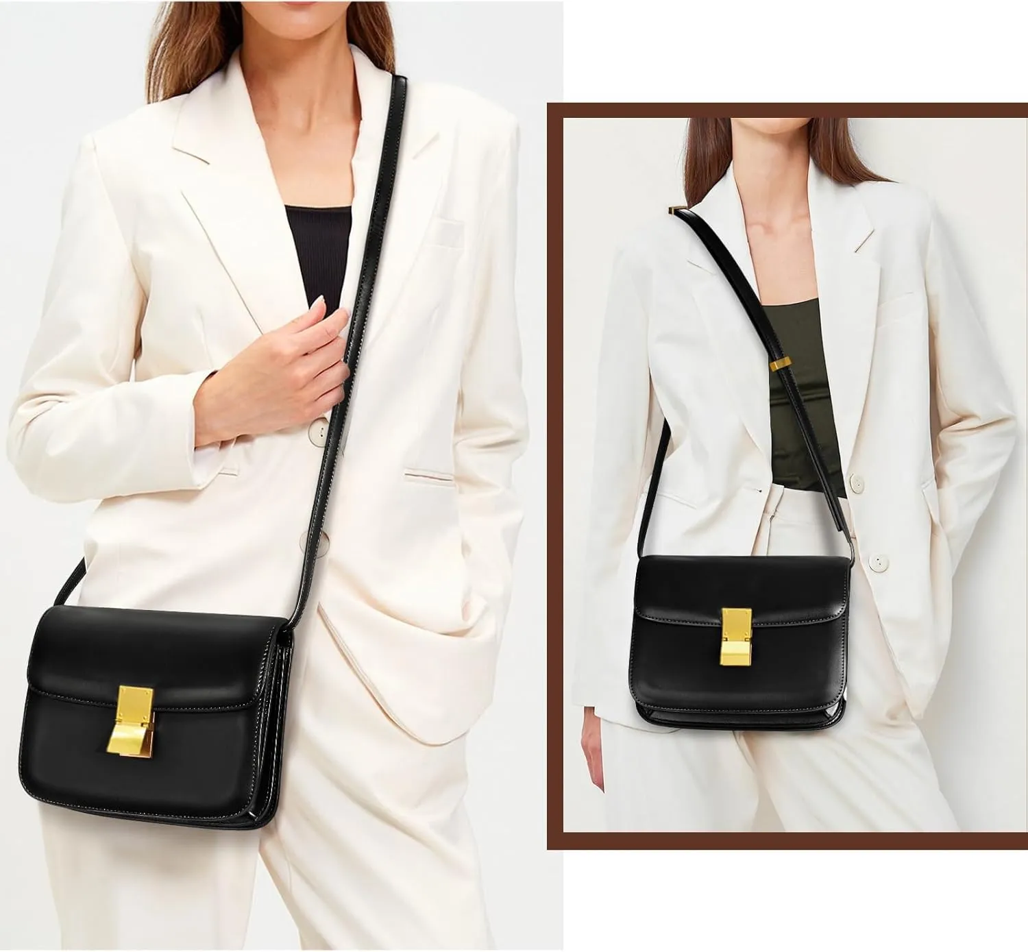 Small Crossbody Bag for Women Trendy Shoulder Bag PU Leather Square Crossbody Shoulder Purse Flap Satchel Handbag
