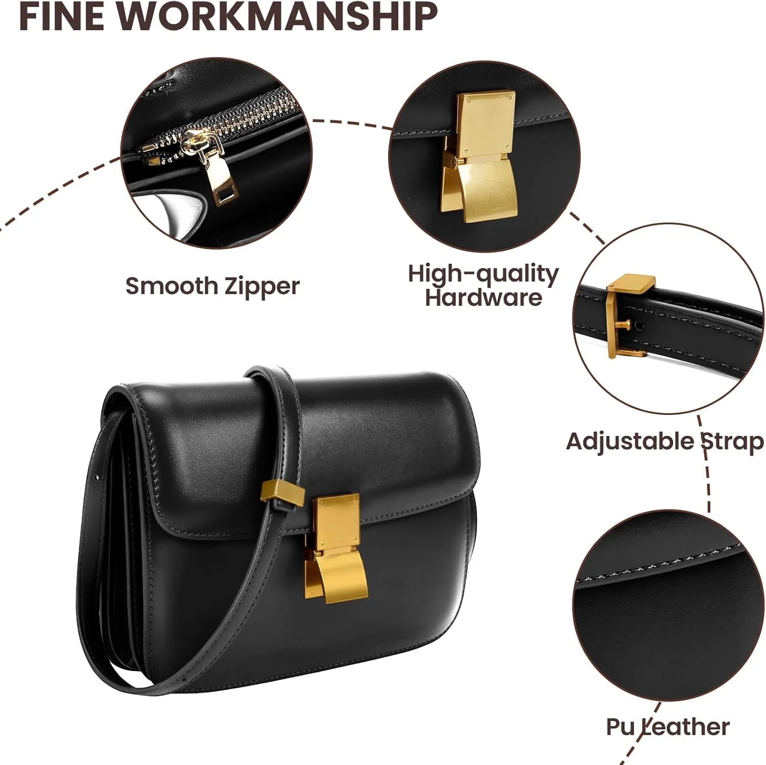 Small Crossbody Bag for Women Trendy Shoulder Bag PU Leather Square Crossbody Shoulder Purse Flap Satchel Handbag