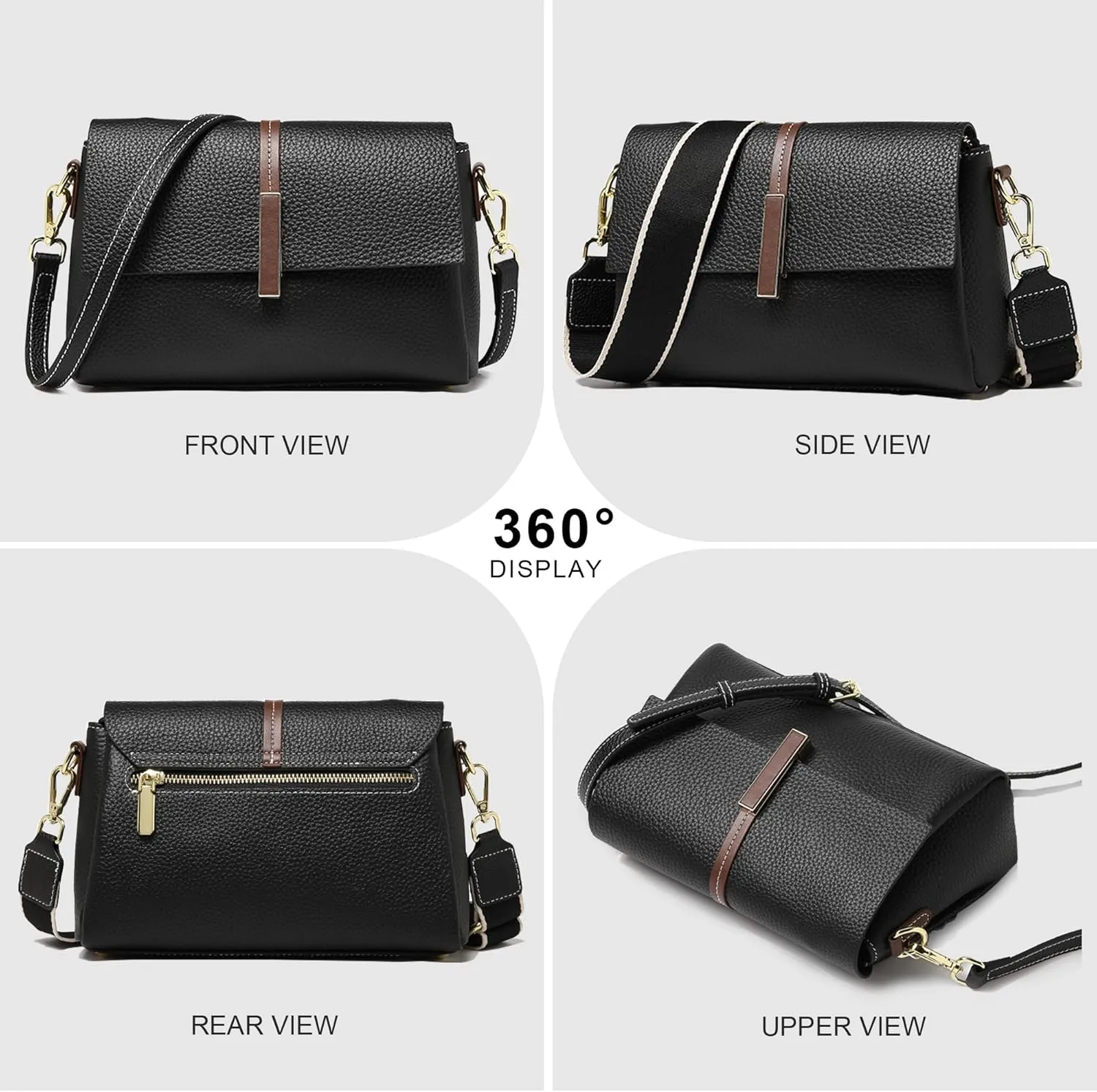 Small Crossbody Bags for Women - Large Capacity Multi-Compartment Purse with 2 Detachable Shoulder Straps​