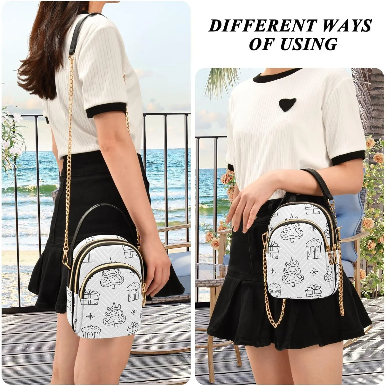 Small Crossbody Bags for Women Trendy Triple Compartment Cell Phone Crossbody Wallet Purses Pattern 1