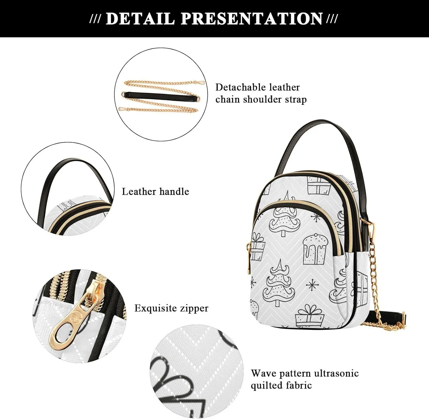 Small Crossbody Bags for Women Trendy Triple Compartment Cell Phone Crossbody Wallet Purses Pattern 1