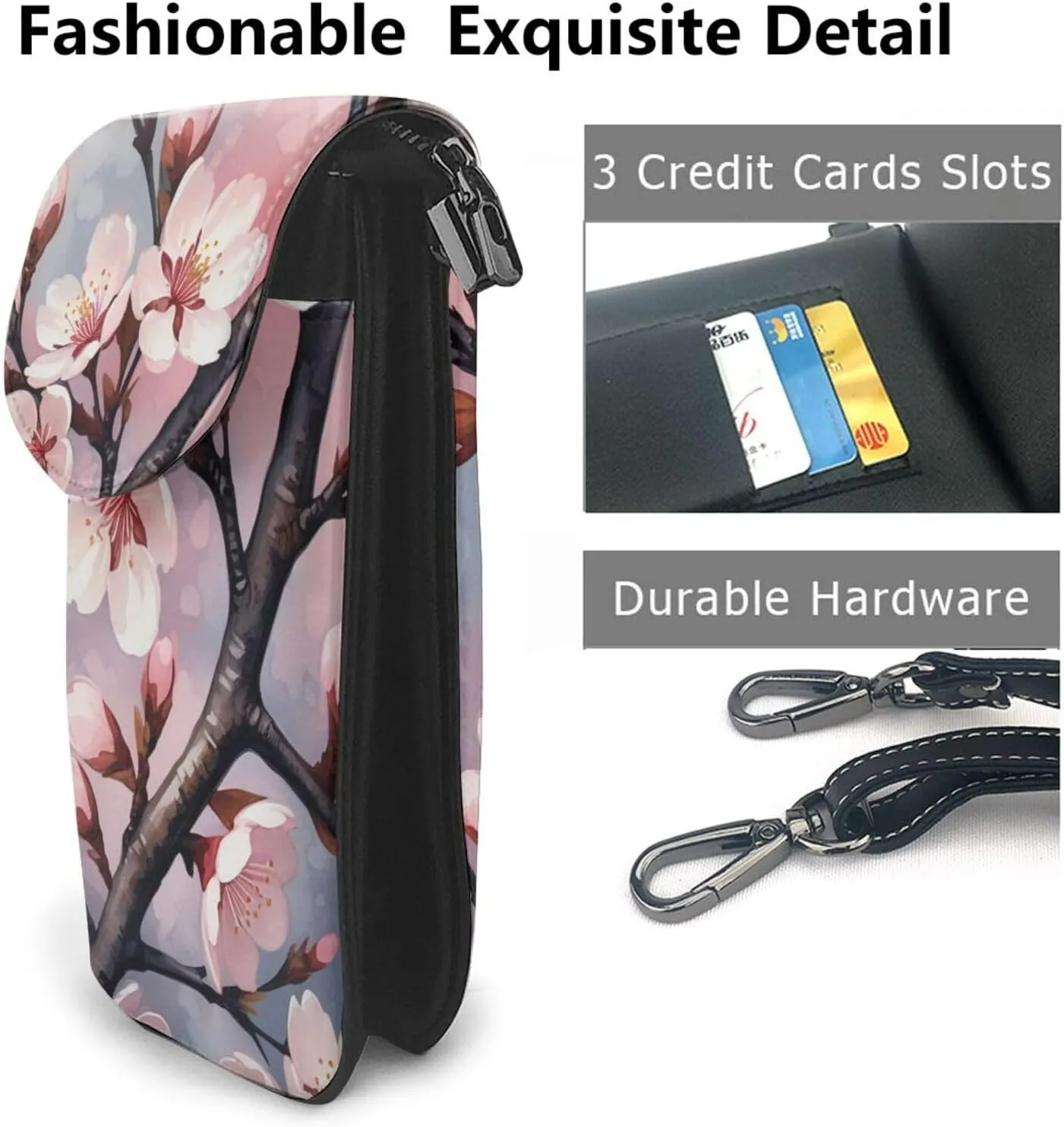 Small Crossbody Bags for Women,Leather Shoulder Bag for Cell Phone Purse with Strap and Night Sky with Trees Printed