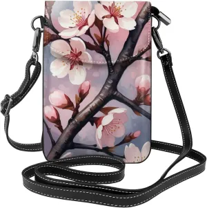 Small Crossbody Bags for Women,Leather Shoulder Bag for Cell Phone Purse with Strap and Night Sky with Trees Printed