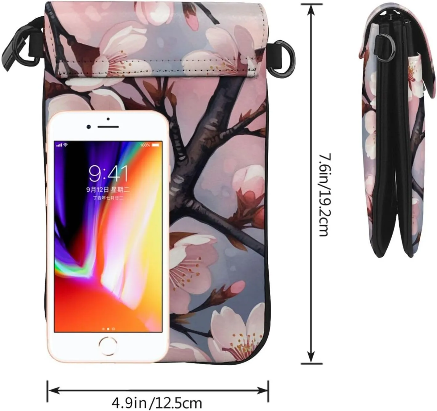 Small Crossbody Bags for Women,Leather Shoulder Bag for Cell Phone Purse with Strap and Night Sky with Trees Printed