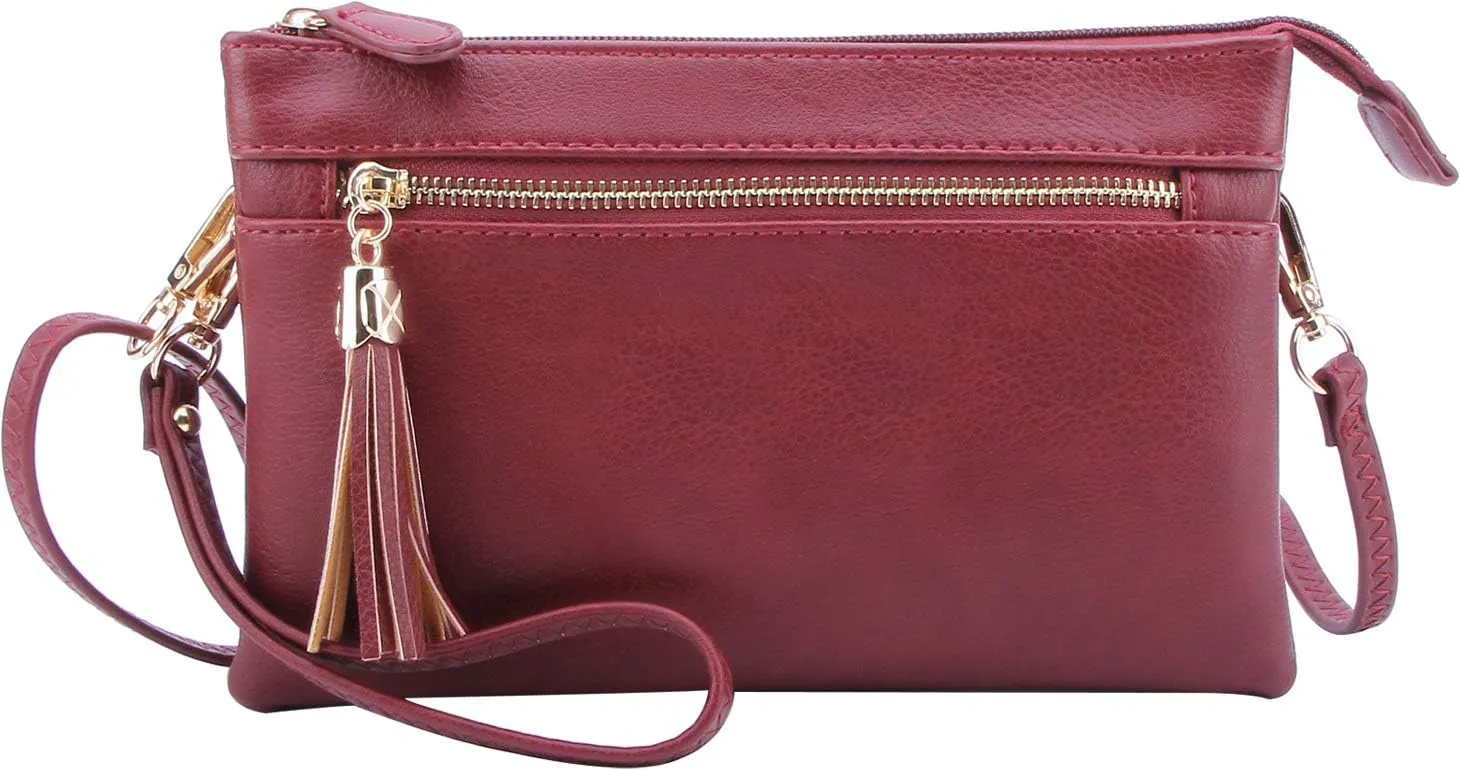 Solene Women's Lightweight Multi Compartment Wristlet Clutch Wallet Crossbody Bag