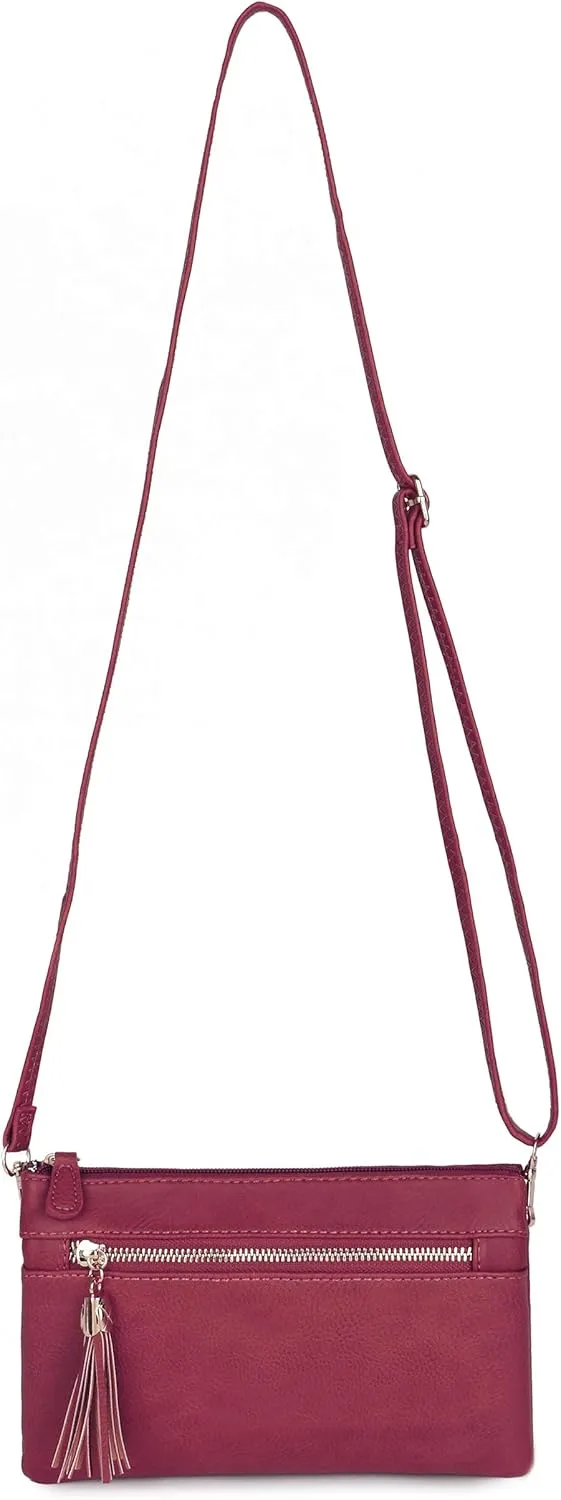 Solene Women's Lightweight Multi Compartment Wristlet Clutch Wallet Crossbody Bag