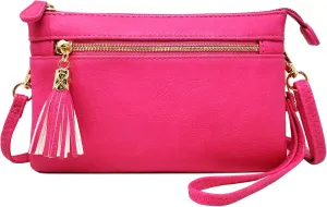 Solene Women's Lightweight Multi Compartment Wristlet Clutch Wallet Crossbody Bag