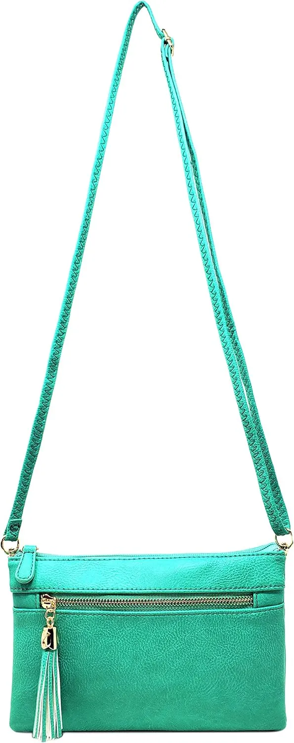 Solene Women's Lightweight Multi Compartment Wristlet Clutch Wallet Crossbody Bag