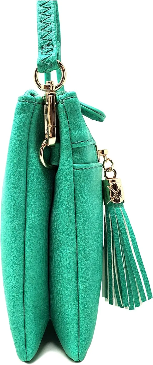 Solene Women's Lightweight Multi Compartment Wristlet Clutch Wallet Crossbody Bag