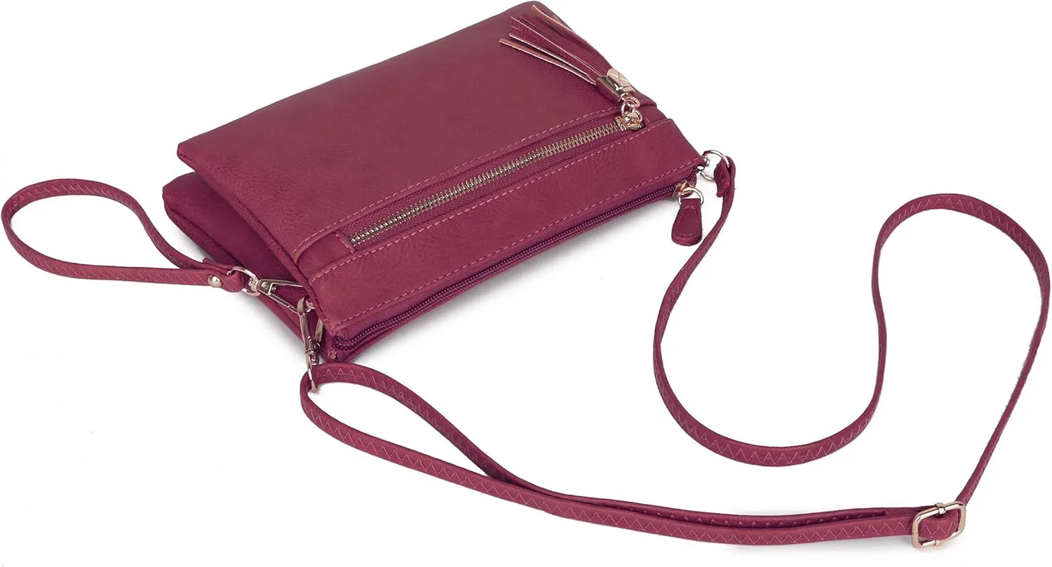 Solene Women's Lightweight Multi Compartment Wristlet Clutch Wallet Crossbody Bag