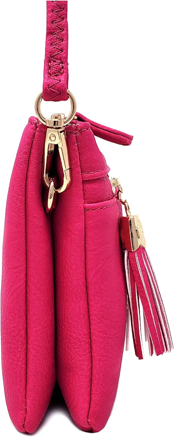 Solene Women's Lightweight Multi Compartment Wristlet Clutch Wallet Crossbody Bag