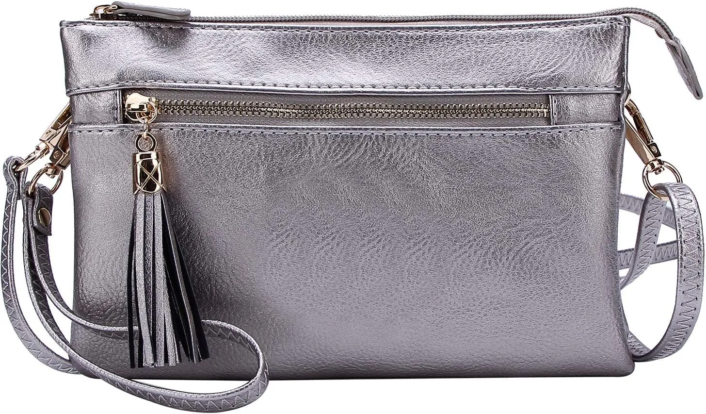 Solene Women's Lightweight Multi Compartment Wristlet Clutch Wallet Crossbody Bag