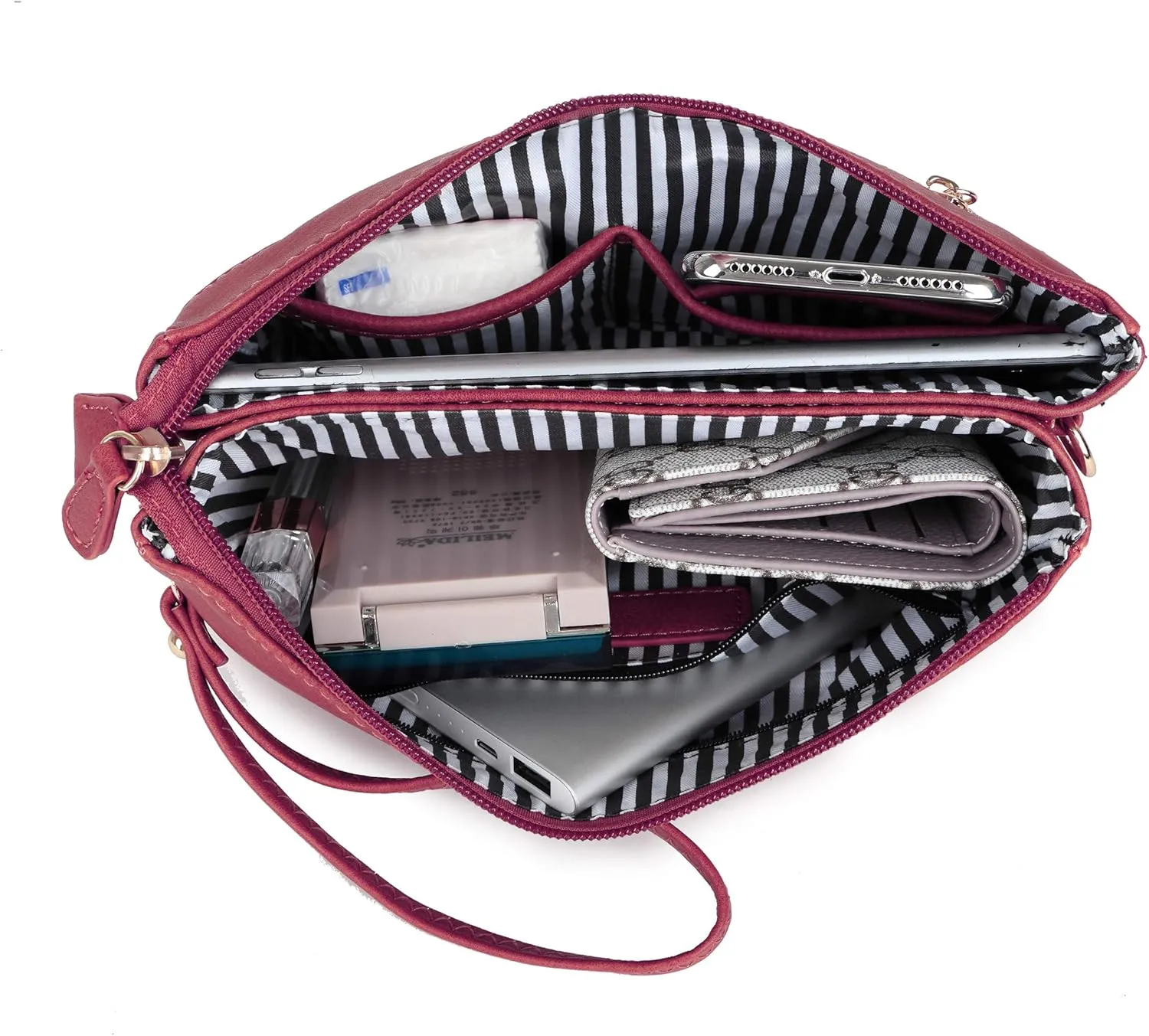 Solene Women's Lightweight Multi Compartment Wristlet Clutch Wallet Crossbody Bag