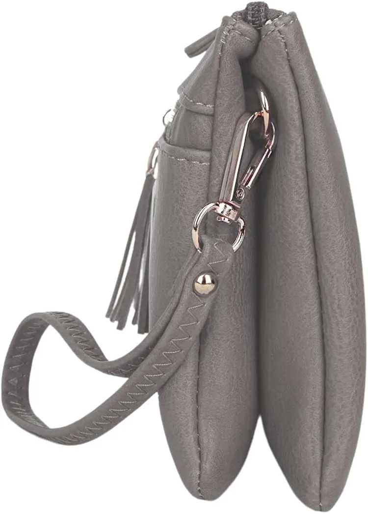 Solene Women's Lightweight Multi Compartment Wristlet Clutch Wallet Crossbody Bag