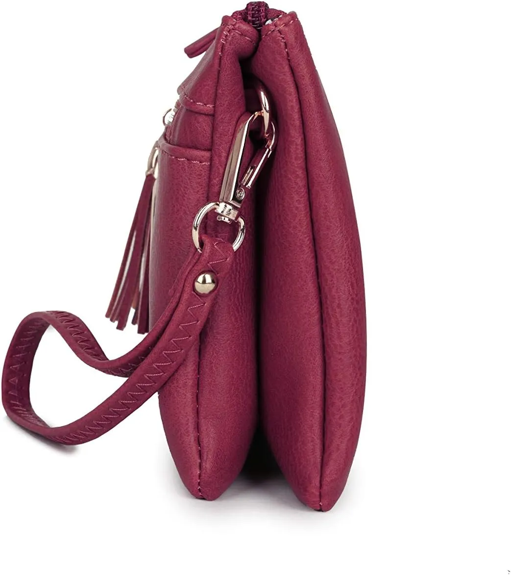Solene Women's Lightweight Multi Compartment Wristlet Clutch Wallet Crossbody Bag