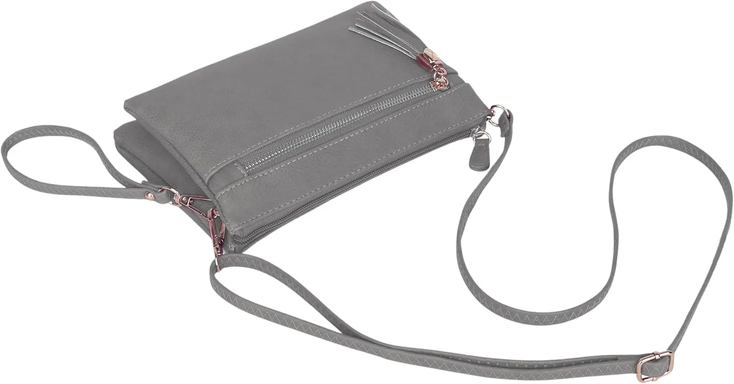 Solene Women's Lightweight Multi Compartment Wristlet Clutch Wallet Crossbody Bag