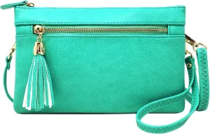 Solene Women's Lightweight Multi Compartment Wristlet Clutch Wallet Crossbody Bag