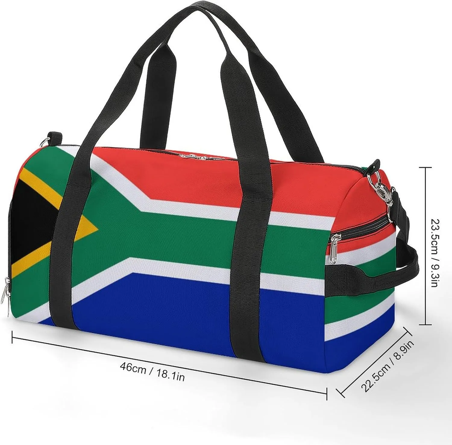 South African Flag Gym Duffel Bag for Men Women Shoe Compartment Waterproof Lightweight Weekender