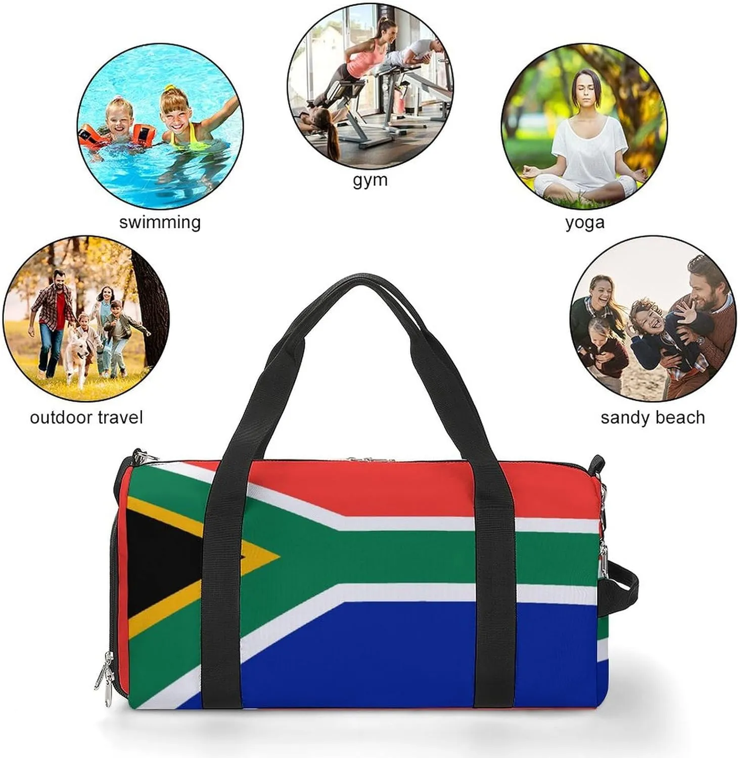 South African Flag Gym Duffel Bag for Men Women Shoe Compartment Waterproof Lightweight Weekender
