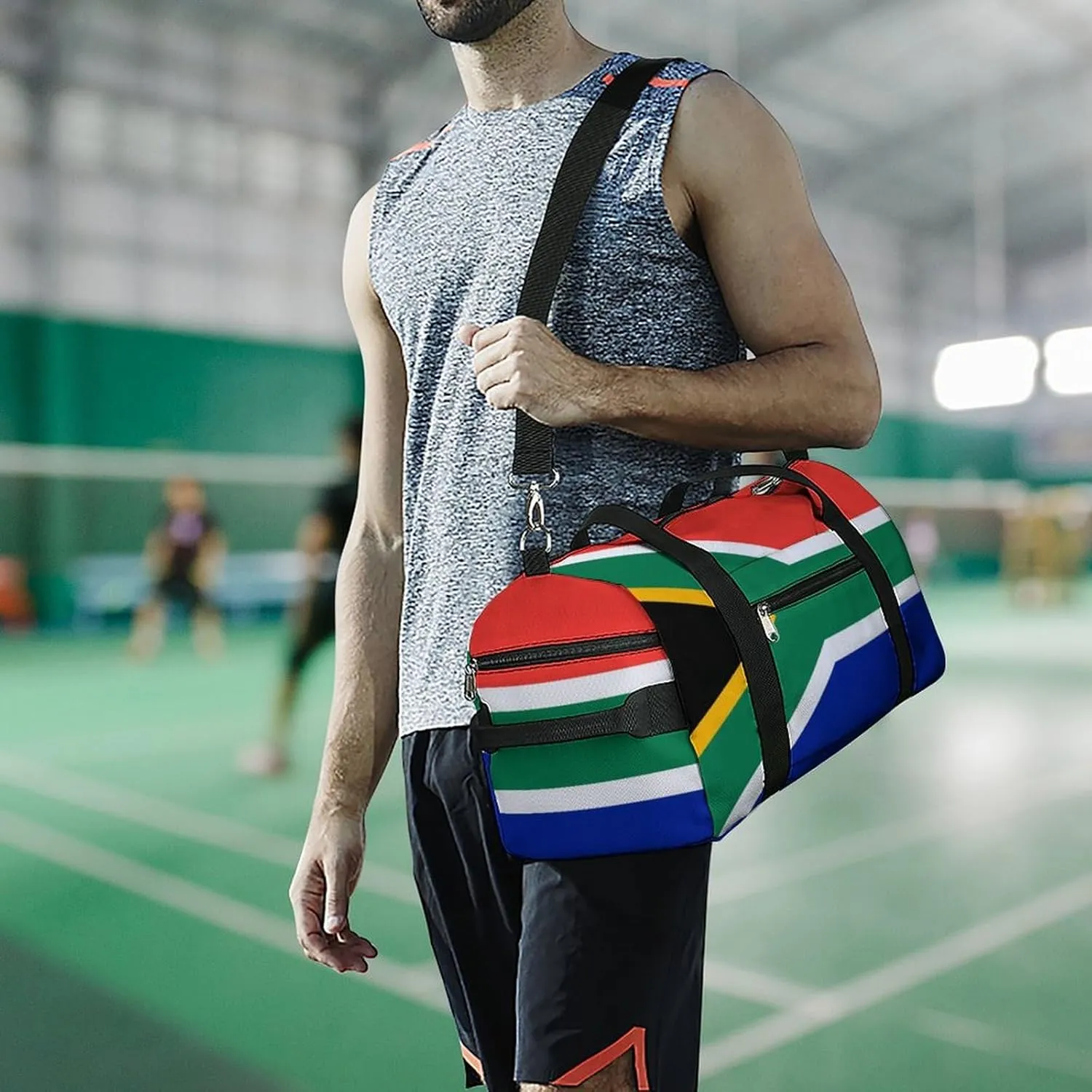 South African Flag Gym Duffel Bag for Men Women Shoe Compartment Waterproof Lightweight Weekender