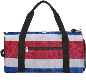 Sports Duffel Bag with Costa Rica Flag Textured Shoe Compartment Waterproof for Travel Gym