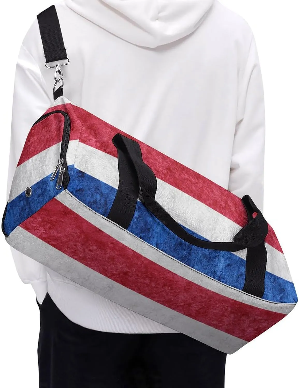 Sports Duffel Bag with Costa Rica Flag Textured Shoe Compartment Waterproof for Travel Gym