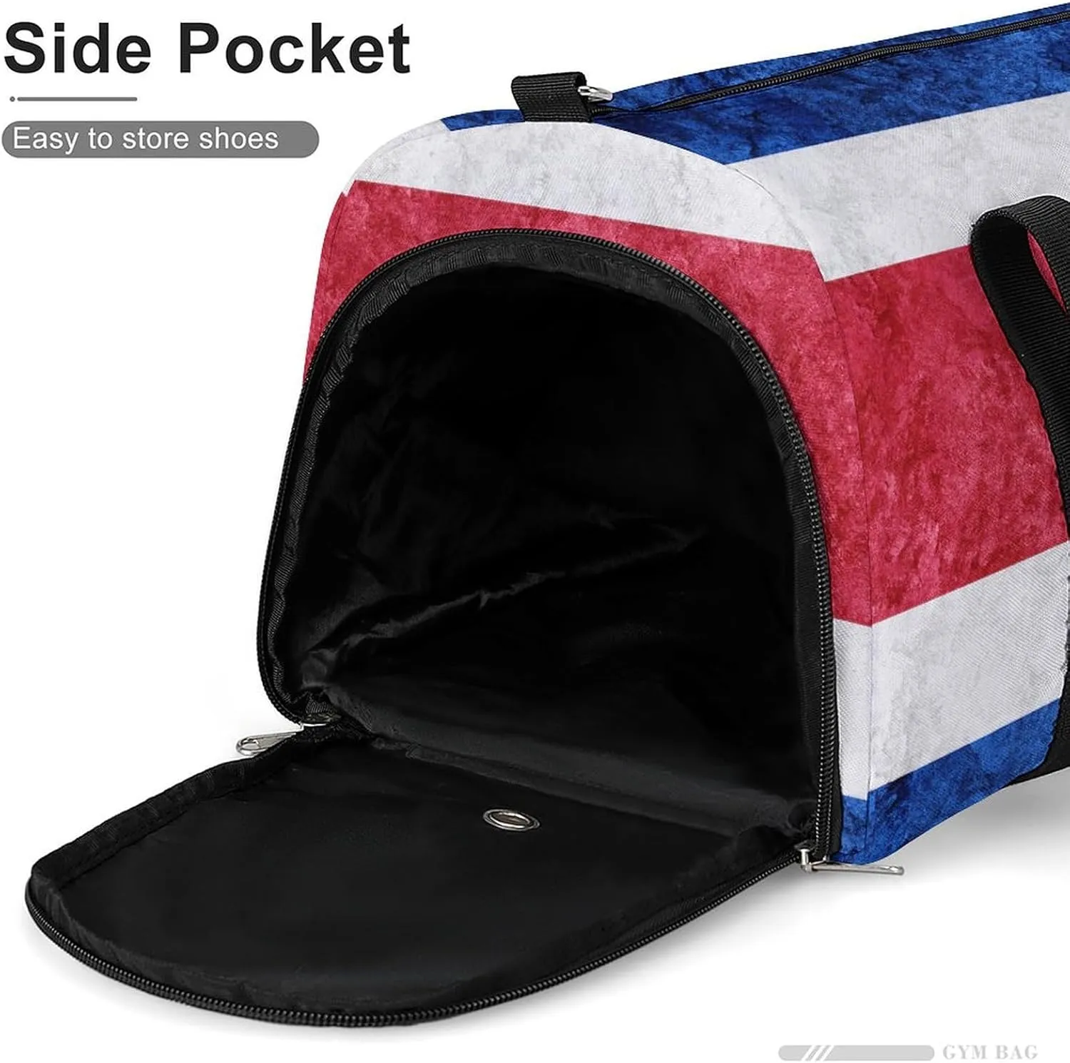 Sports Duffel Bag with Costa Rica Flag Textured Shoe Compartment Waterproof for Travel Gym