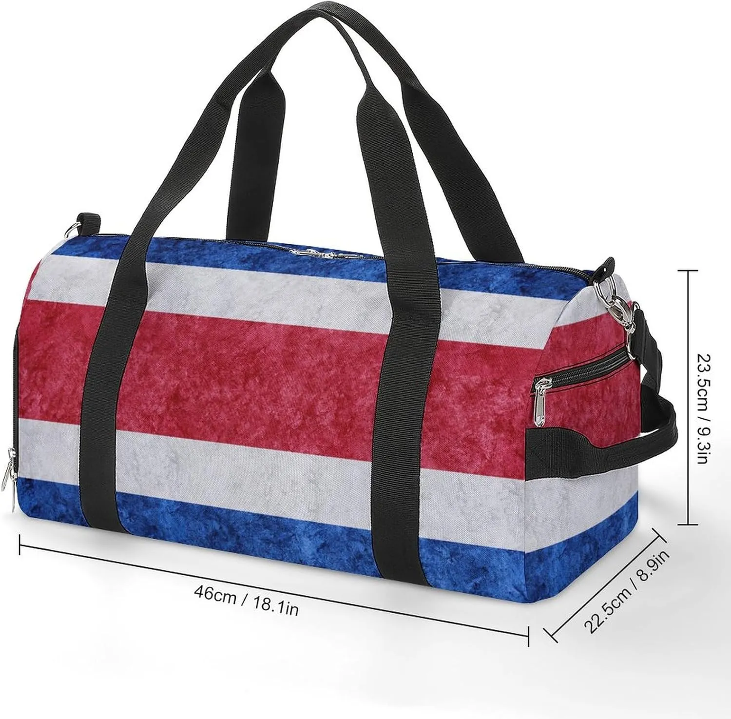 Sports Duffel Bag with Costa Rica Flag Textured Shoe Compartment Waterproof for Travel Gym