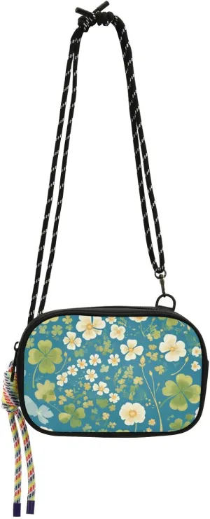 St. Patrick's Day Green Four-leaf Clover Crossbody Wallet Purse for Men Waterproof with Credit Card Slots Cell Phone Purse Have a meal bultos de para mujeres