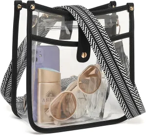 Stadium Clear Bag - Women's Crossbody Tote with Guitar Strap for Concerts