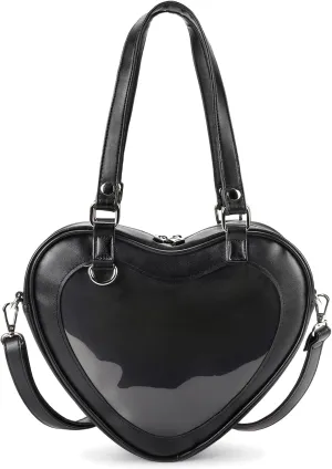 STEAMEDBUN Ita Bag Crossbody Heart Shaped Purse for Anime Pins Display