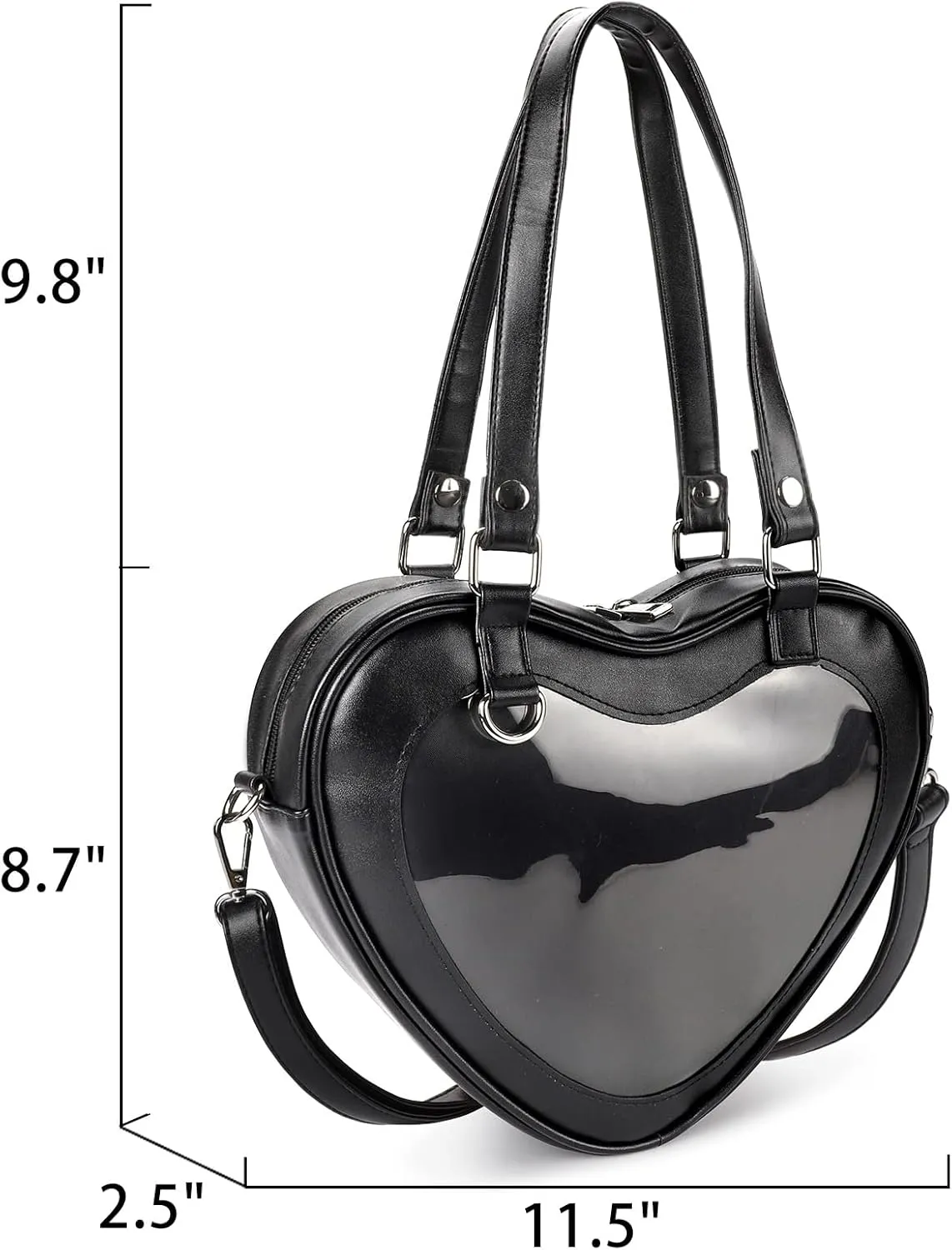 STEAMEDBUN Ita Bag Crossbody Heart Shaped Purse for Anime Pins Display