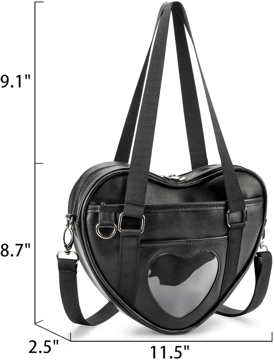 STEAMEDBUN Ita Bag Crossbody Heart Shaped Purse for Anime Pins Display