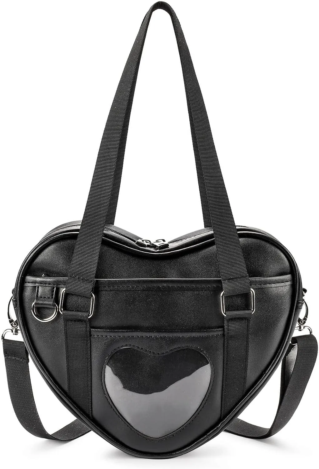 STEAMEDBUN Ita Bag Crossbody Heart Shaped Purse for Anime Pins Display