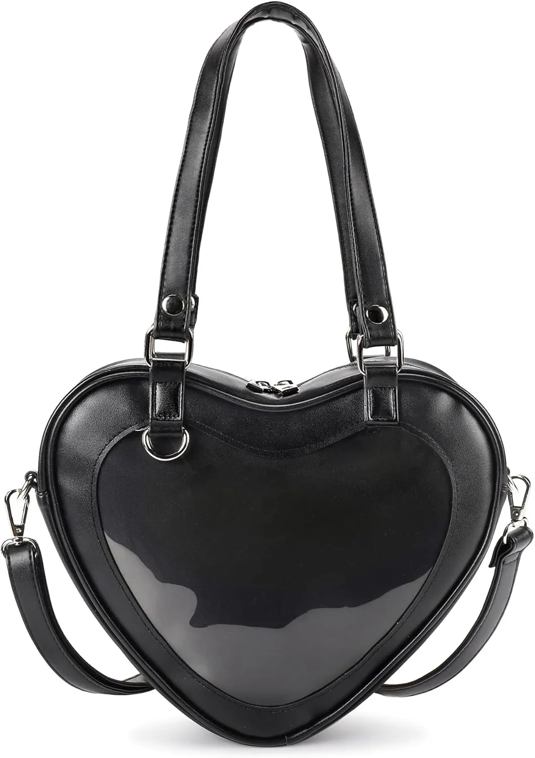 STEAMEDBUN Ita Bag Crossbody Heart Shaped Purse for Anime Pins Display