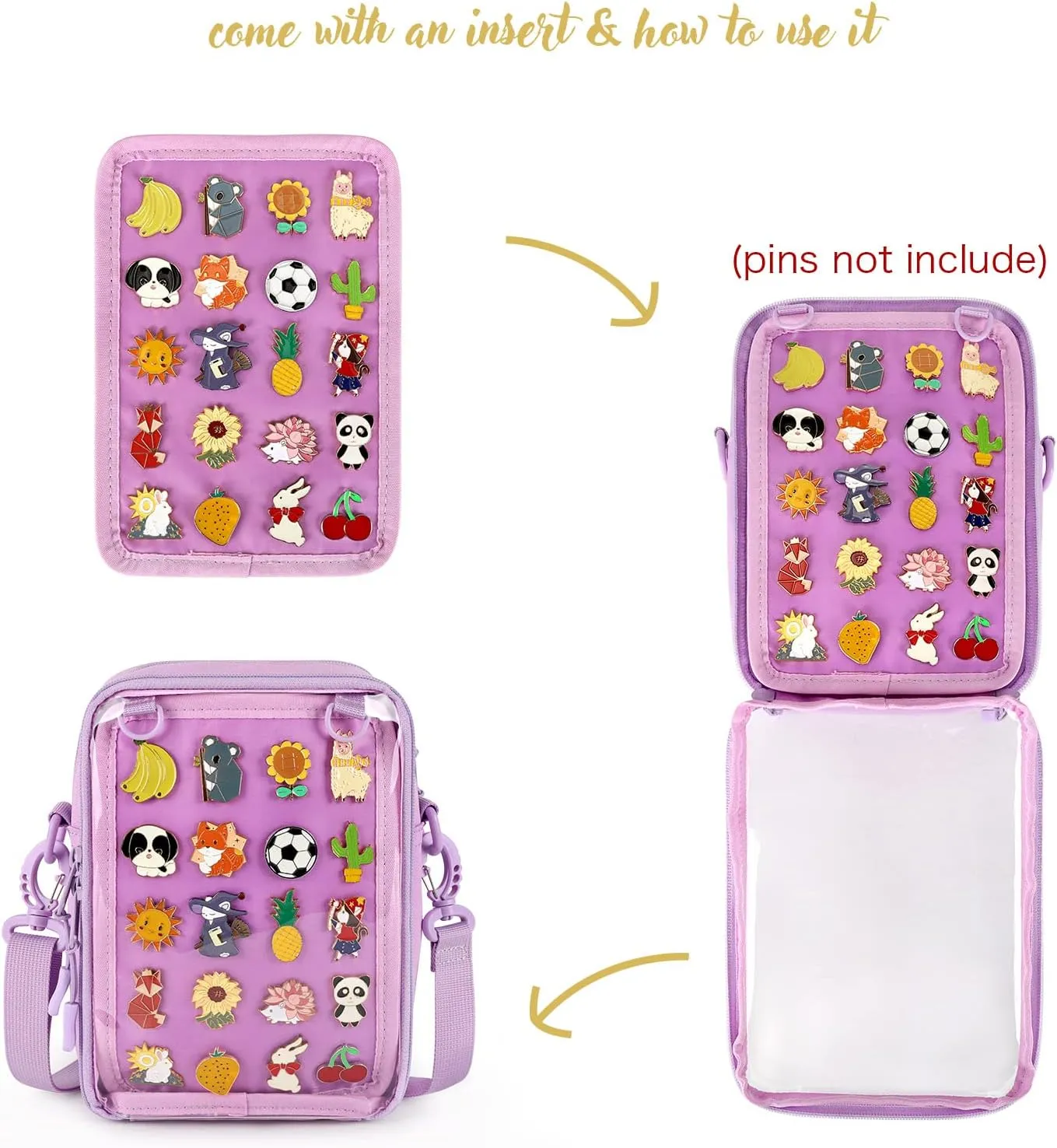 STEAMEDBUN Ita Bag Crossbody Small Pin Display Bag with Insert