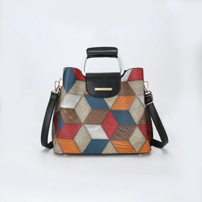 Striped Plaid Multi-Compartment  Crossbody Bag