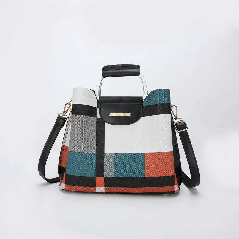 Striped Plaid Multi-Compartment  Crossbody Bag