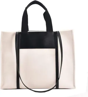 Stylish Medium Canvas Tote Bag with Zipper for Women - Versatile Top Handle & Crossbody Satchel Handbag for Work & Casual Use