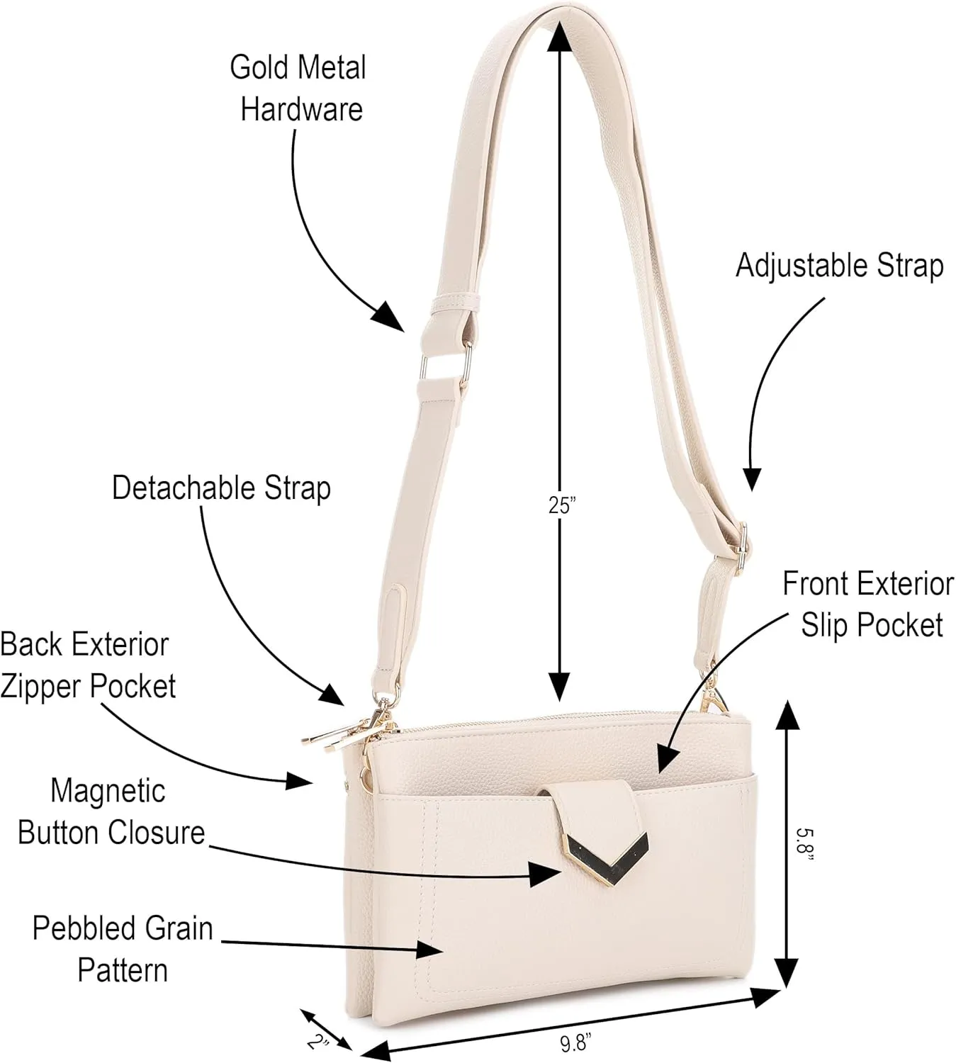 Stylish Multi-Compartment Crossbody Bag – Perfect for Travel, Work, Daily Use, with Adjustable Strap & Secure Storage