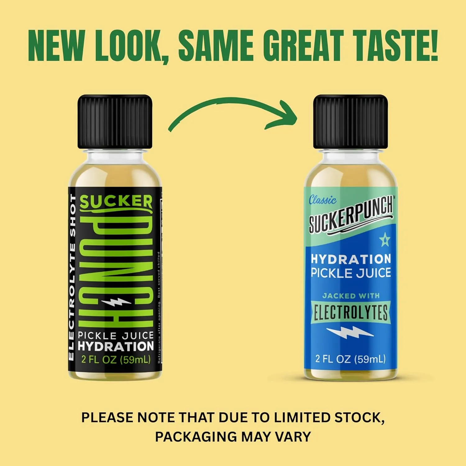 Suckerpunch Hydration Pickle Juice Shot, Dill Flavored, Gluten Free, Post Workout Dill Electrolyte Drink, Low Calorie, Muscle Cramp Defense, Potassium, Keto Friendly, Low Sugar, Non GMO, 2 Oz, 12 CT