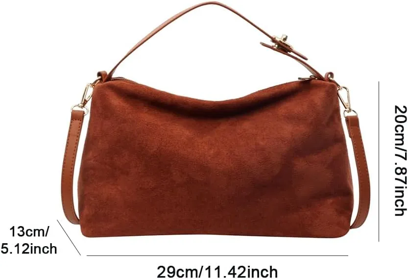 Suede Tote Bag for Women, Crescent Shoulder Bags Large Capacity Handbag Hobo Bag Autumn Leisure Lazy Crossbody Bag