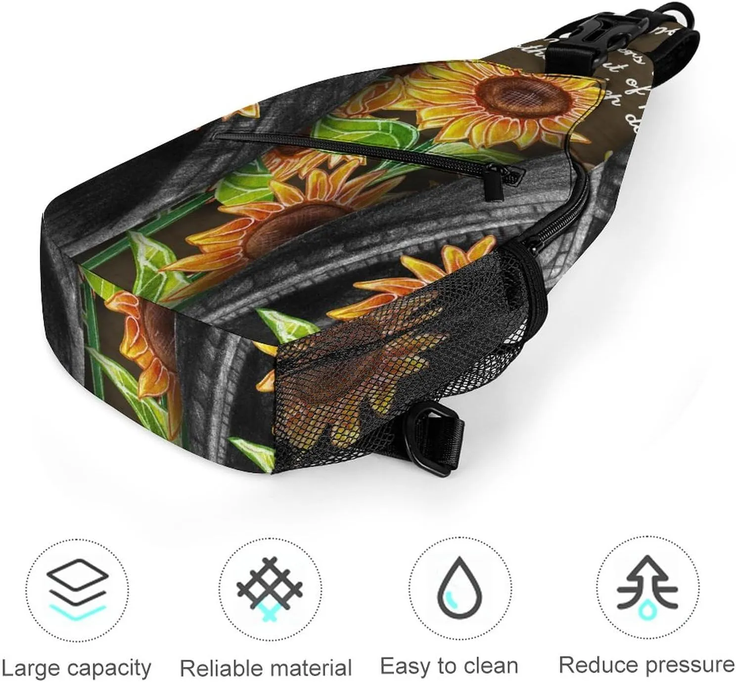 Sunflower Seeds Clothes Sling Bag for Women Men Watercolor Crossbody Shoulder Bag with Anti Theft,Multipurpose Chest Bag for Travel,Hiking,Cycling,Camping