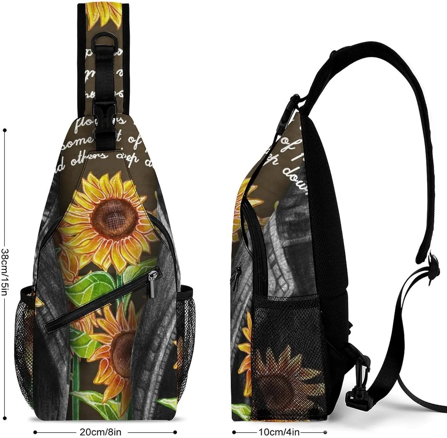 Sunflower Seeds Clothes Sling Bag for Women Men Watercolor Crossbody Shoulder Bag with Anti Theft,Multipurpose Chest Bag for Travel,Hiking,Cycling,Camping