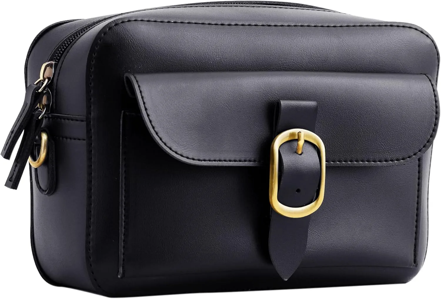 SUNLIGHT LEAVES Vegan Leather Crossbody Camera Bag For Women Vintage Square Satchel Retro Small Purse Simple Shoulder Handbag