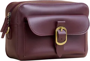 SUNLIGHT LEAVES Vegan Leather Crossbody Camera Bag For Women Vintage Square Satchel Retro Small Purse Simple Shoulder Handbag