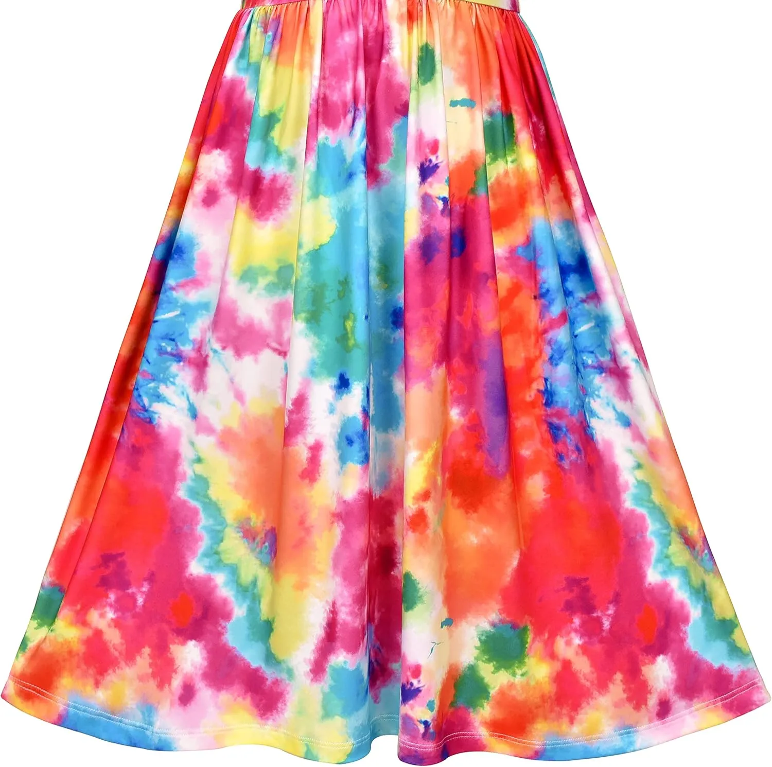 Sunny Fashion Girls Dress Floral Maxi Dress Open Back Bow Tie Casual Size 4-8