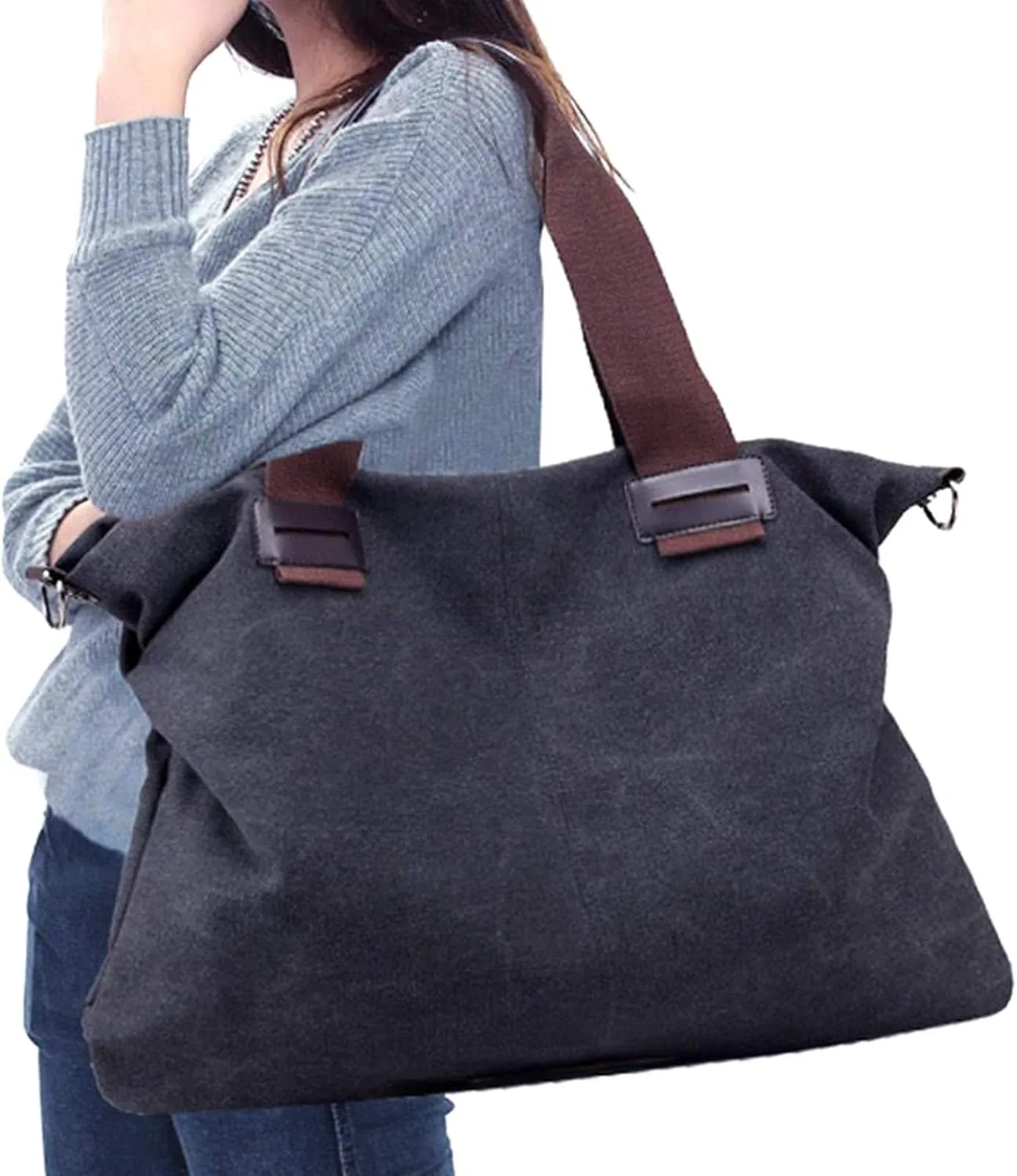 Sunshinejing Women's Canvas Tote Bag Shoulder Crossbody Purses Work Travel Handbag Hobo Bag